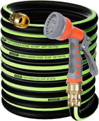 SYEENIFY Garden Hose 75ft 5/8", Heavy Duty No Kink Water Hose, No Tangle Flex Rubber Garden Hose for Lawns,Floor,Yard Washing,Pet Cleaning