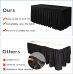 Nasitos Black Table Skirt for 6 Foot Rectangle Tables, 4 Pack - 72 x 30 Inch - Stretch Spandex Fitted Table Clothes, Fabric Table Covers Cocktail Tablecloths for Party, Banquet, Birthday