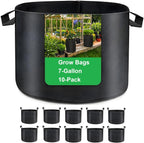 7-Gallon 10 Pack Grow Bags,Thickened Aeration Fabric Growing Pots Planters with Handles for Planting Vegetables Plants,Black