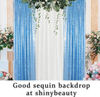 ShinyBeauty 4x10 FT Baby Blue Sequin Backdrop Curtains Glitter Photography Backdrop for Christmas, Halloween, Birthday, New Year Decor 4 Panels