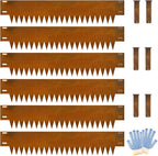 Cor Ten Steel Landscape Edging, 8Hx40L-Inch Metal Garden Edging, 6-Pack Hammer in Landscape Edging with 6 Clips and Gloves, Rustic
