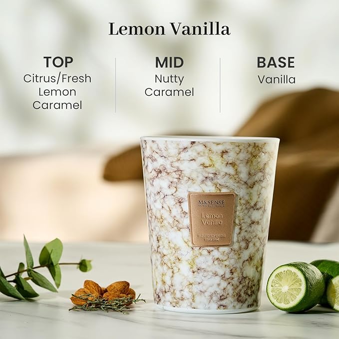 M&SENSE Sugared Lemon Zest Scented Candles for Home, 3-Wick Highly Scented Jar Candles, Extra Large Candle 35 Oz 150 Hours Long Lasting Burning, Relaxing Aromatherapy Candle for Stress Relief