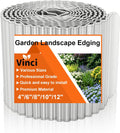 Vinci Garden Landscape Edging Border, 12 Inch x 20 FT Corrugated Sturdy Metal Easy Installation Safe Hemmed Lawn Garden Border Edges for DIY Flower Beds, Pathways and Patio Design (Silver)
