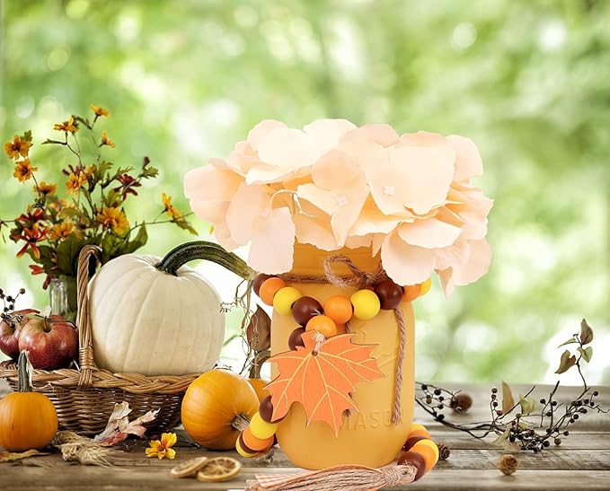 Thanksgiving Decorations Mason Jar, Farmhouse Harvest Thanksgiving Table Decor for Centerpieces, Dining Table Centerpiece, Living Room Table Decor, Thanksgiving Centerpieces with Flowers Decoration