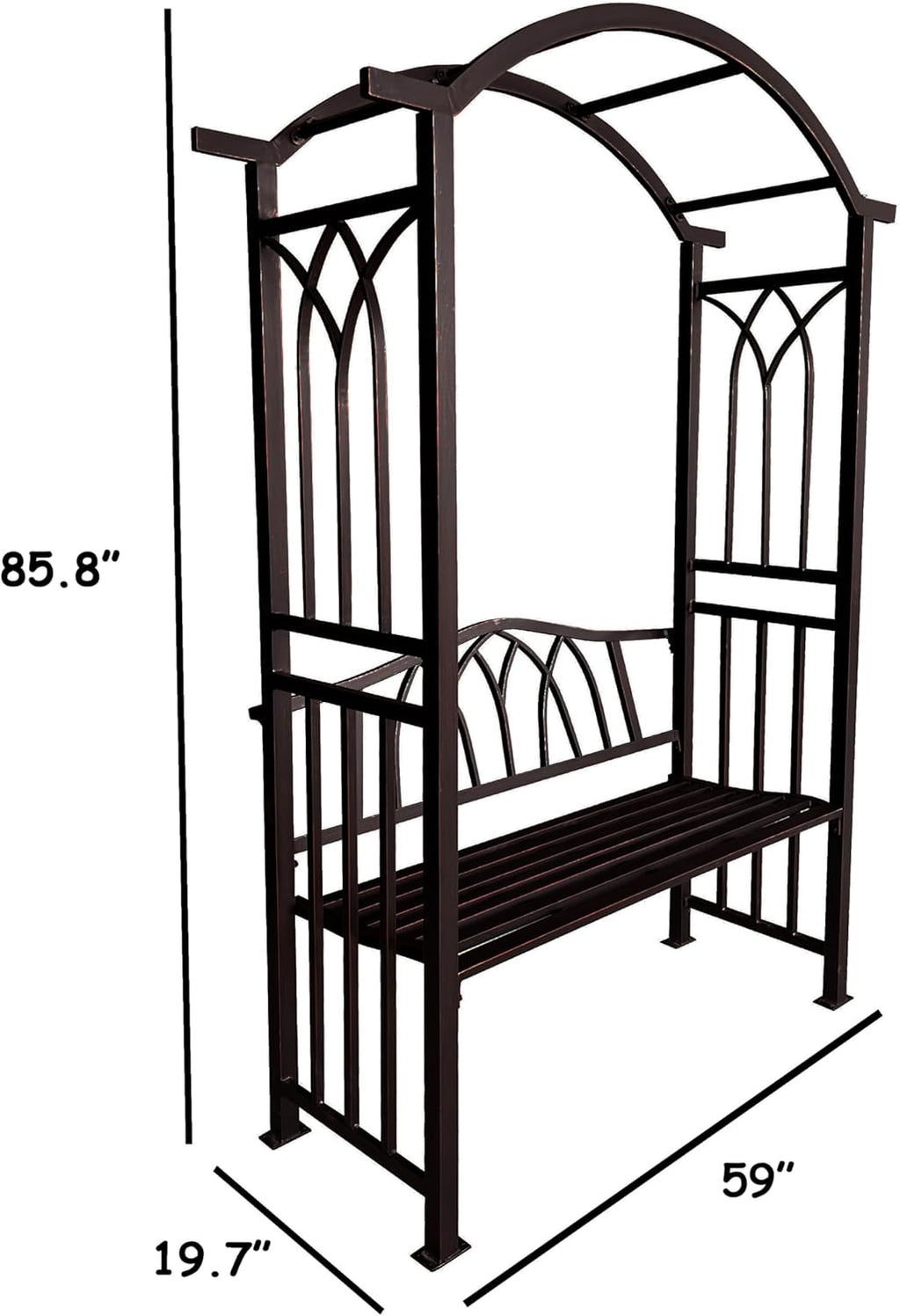 Bronze Aluminum Garden Arbor Arch with 2-Seater Bench