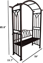 Bronze Aluminum Garden Arbor Arch with 2-Seater Bench