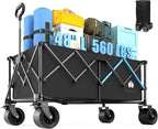 Homebetta XL Collapsible Wagon Cart，48" Heavy Duty Collapsible Utility Wagon with All-Terrain Big Wheels, 560LBS Folding Wagon for Garden, Moving,Glamping, Beach, Gift