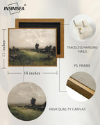 InSimSea Framed Canvas Wall Art Vintage Decor, Farmhouse Wall Art for Living Room Wild Field Landscape Wall Decor for Bedroom, Wall Decoration Traditional Scenic Pictures for Bathroom, 11"x14"
