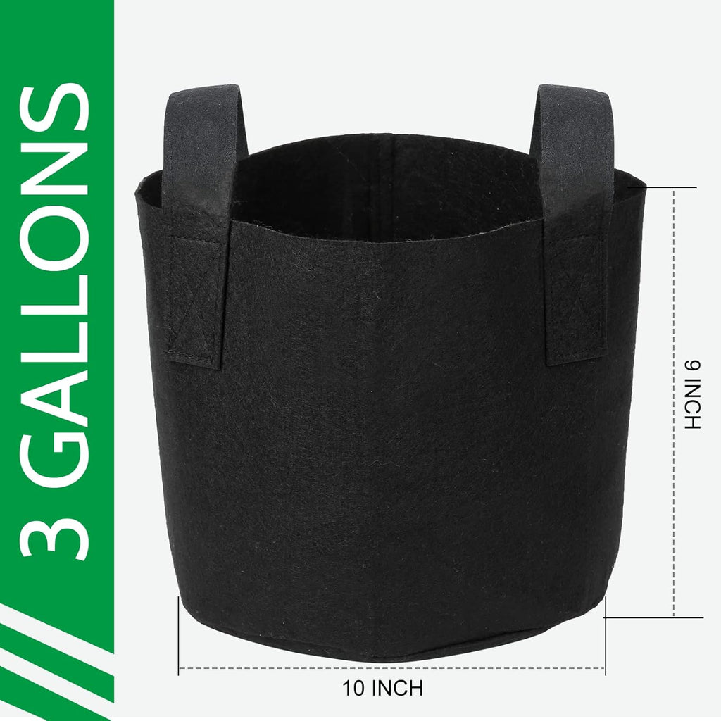 JERIA 24-Pack 3 Gallon Nonwoven Grow Bags, Plant Grow Bags，Heavy Duty Aeration Fabric Pots with Durable Handles, Come with 24 Pcs Plant Labels