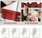Pig Sunflowers Swag Valances for Windows, Eucalyptus Leaves Floral Bees Red Barn Rod Pocket Kitchen Curtains Valance, Kitchen Window Curtains Swag for Cafe Bathroom Living Room, 2 Panels, 36x63 inch