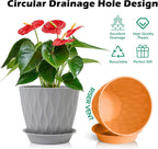 GARDIFE 7/6.5/6/5.5/5/4.5/4 inch Plant Pots, 7 Pack Flower Pots Indoor Outdoor, Planters with Drainage Holes and Tray Saucers (Color-Green)
