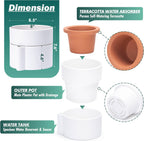 Phoenix Vine 8 Inch Self-Watering Planter Pot with Terracotta Insert, Deep Water Reservoir, and Ceramic-Alike BPA-Free Plastic Planter Pot for Plant, Modern Planter for Houseplants, White, 53-A-T-1
