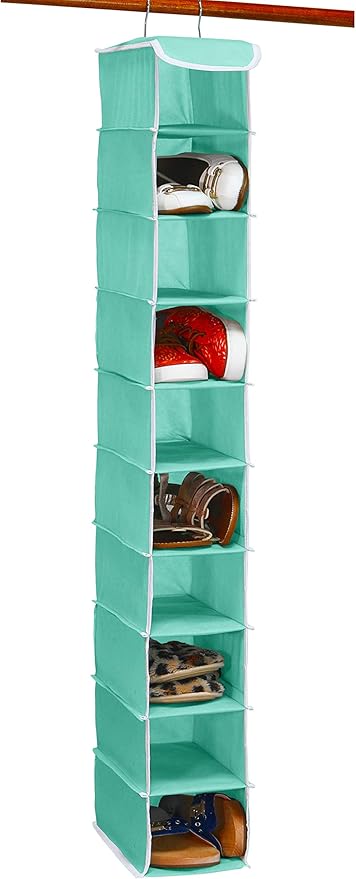 Simple Houseware 10 Shelves Hanging Shoes Organizer Holder for Closet, Turquoise
