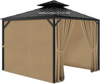 Gazebo Privacy Curtains 10' x 12' with Zipper 4-Panels Side Wall Universal Replacement for Patio, Outdoor Canopy, Garden and Backyard (Curtain Only)