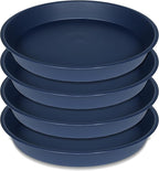 4 Pack of 14 inch Plant Saucers Bird Bath Bow Round, Plastic Plant Saucer Tray for Pots, White Planters for Indoor Plants, Plant Trays for Planter 12-15" (14", Blue)