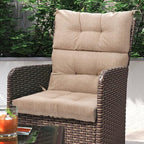 Magpie Fabrics Indoor Outdoor Tufted High Back Chair Cushion Set of 2, Waterproof All-Weather Deep Seating Rocking Chair Patio Garden Chaise Lounge Sun Lounger Chair Cushions(Beige Linen)