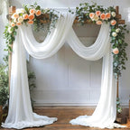 MDS Halloween Chiffon Draping Fabric - 2 Panel, 30" Wide x 20ft Long - Sheer Spooky Arbor & Canopy Drapery for Haunted House Backdrops, Party Ceilings, DIY Costumes & Themed Events - White