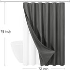3 in 1 Long Charcoal Grey Shower Curtain Set-72 W x 78 H, Modern Waffle and PEVA Liner Set with 12 Stainless Steel Hooks, Waterproof Fabric for Bathroom