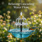 2026 New Solar Cascade Hanging Bird Bath Fountain – Outdoor Bowl Bird Bath with Solar Pump, Large Hanging Fountain for Hummingbirds, Gardens, Patio & Backyard (Blue)