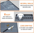 Silicone Griddle Tools Mat for Blackstone, Griddle Accessories Side Shelf Mat Grill Pad for Outdoor Grill Kitchen Counter Spatula Silicone Mat with Drip Pad (Grey)