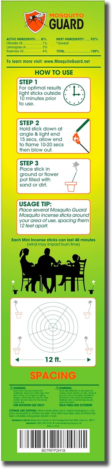 Mosquito Repellent Outdoor Patio Sticks 40 Pcs, 30Hrs Protection - Natural Mosquito Repellent Citronella Incense Sticks, Backyard Travel Camping Bug Repellent Outdoor & Indoors Gnat Mosquito Control