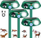 4 Pack Solar Ultrasonic Animal Repellent Outdoor Squirrel Raccoon Fortress Pro,Cat Deer Repellent with Motion Sensor & Strobe Light,Waterproof Dog Rabbit Deterrent for Garden Yard