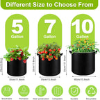 6-Pack 5 Gallon Grow Bags - 300G Heavy Duty Aeration Fabric Pots with Handles,Thickened Nonwoven Planter Bags for Vegetables Flowers Fruits