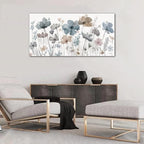 Elegant Flowers Canvas Wall Art - Floral Pictures for Wall Decor Indigo Brown Grey Canvas Painting Nature Printing Artwork for Living Room Bedroom Home Office Wall Decoration 29" x 58"