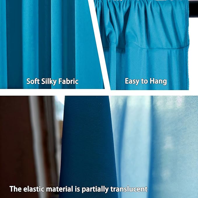 10 x 7 Feet Lake Blue Backdrop Curtain for Partie, Background Curtains for Photoshoot, Birthday, Wedding, Halloween, Thanksgiving, Christmas Day, New Year Party Decorations 5Ft x 7Ft, 2 Panels