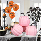 Artmag 6 Inch Large Artificial Pink Pumpkins, 4PCS Faux Foam Harvest Pumpkins for Fall Autumn Thanksgiving Seasonal Holiday Decor