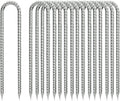 Ground-Stakes-Heavy-Duty-12 inch, U-Hook Rebar Stakes Galvanized Anti-Rust 20pcs Garden Stakes Metal Ground Anchors for Garden Dog Fence Chicken Coop Tent Trampoline Accessories Deer Fence