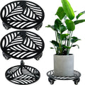2 Packs 12" Large Metal Plant Caddy with 3 PU Metal Wheels Heavy-duty Wheeled Rolling Plant Stands with Casters Indoor Outdoor Flower Pot Roller Base Planter Dolly Coaster Movers Black, Strong Load Capacity
