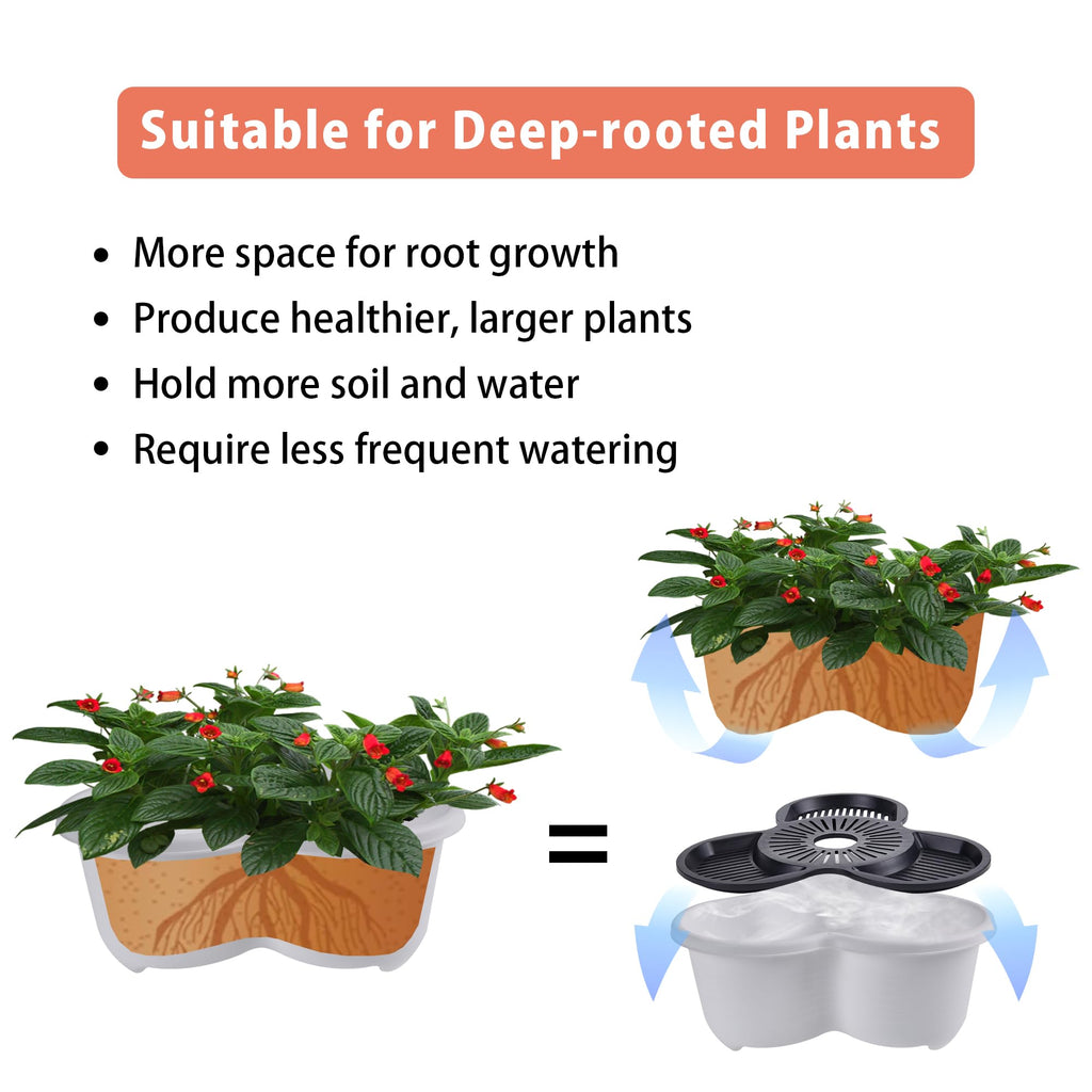VECELO 5 Tier Vertical Garden Planter, Self Watering Stackable Planters with Wheels for Strawberries, Herbs, Flowers, Vegetables, White