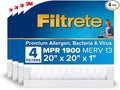 Filtrete 20x20x1 AC Furnace Air Filter, MERV 13, MPR 1900, Premium Allergen, Bacteria & Virus Filter, 3-Month Pleated 1-Inch Electrostatic Air Cleaning Filter, 4-Pack (Actual Size 19.69x19.69x0.78 in)
