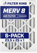 Filter King 23.5x25x1 Air Filter | 6-PACK | MERV 8 HVAC Pleated A/C Furnace Filters | MADE IN USA | Actual Size: 23.5 x 25 x .75"