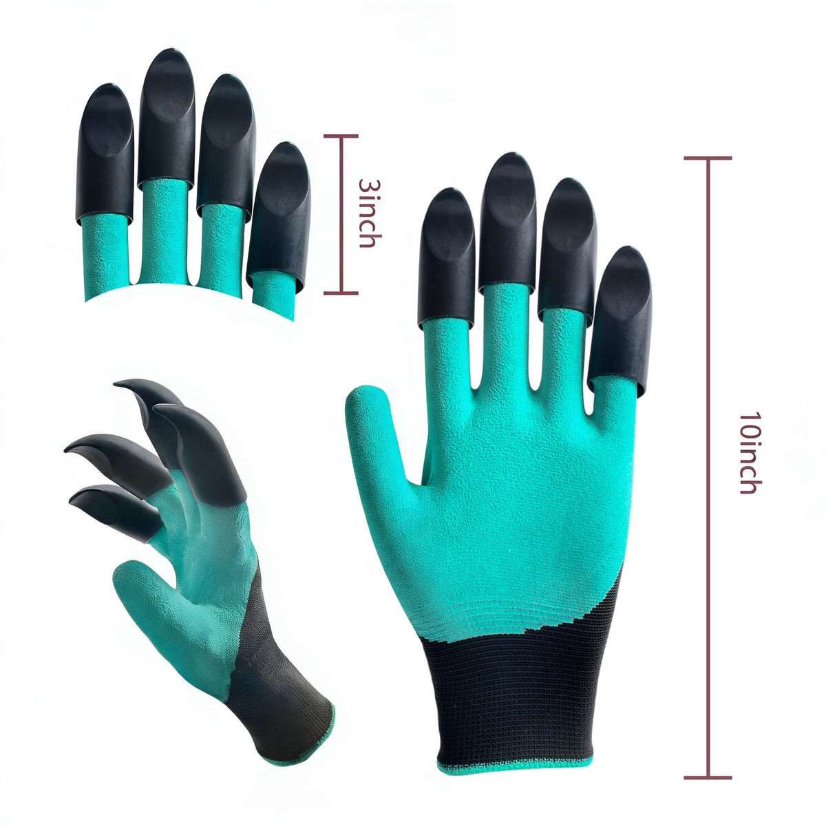 Teikou Gardening Gloves with Claw, Waterproof, Universal Fit，(Green)