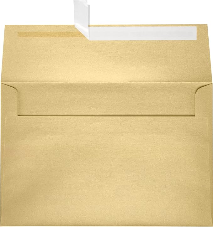 LUXPaper A10 Invitation Envelopes | Peel & Press | 6" x 9 1/2" | Blonde Metallic | 80lb. Text | 50 Qty