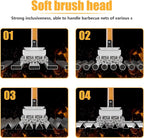 Replacement Brush Head for Bristle Free Grill Brush–304 Stainless Steel Mesh+Safe Silicone Sponge Spinning Design Full-Angle Clean, Sturdy/Heat Resistant, Compatible with HOUSE AGAIN Grill Clean-3pcs