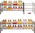 Tajsoon 2 Tier Expandable Shoe Rack for Closet, 28“-41“Adjustable & Stackable Shoe Shelf Storage, Metal Shoe Rack Organizer for Front Door Entrance, Closet, Garage, Entryway, Bronze