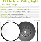 20 Inch 4200LM Large LED Flush Mount Ceiling Light Flixtures - 42W 3 Color Temp (3000K/4000K/6000K), Ultra-Thin Flat Dimmable Ceiling Fixtures for Living Room,Bedroom, Kitchen,Office,Black
