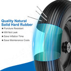 4.00-6 Flat Free Wheelbarrow Tires and Wheels, 13 Inch Wheelbarrow Tires with 5/8" or 3/4" Bearings, 1.75'' Centered Hub Hand Truck Solid Wheels Replacement for Hand Trucks, Dolly Trolleies, 2 PCS
