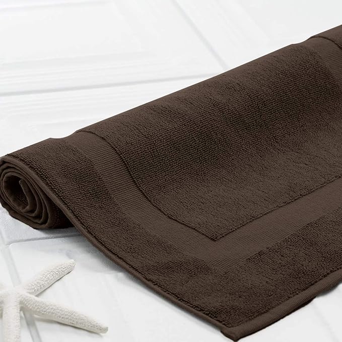 DAN RIVER Classic Bath Mat - Brown, 100% Ring Spun Cotton, Pack of 2, 21x34 inches, 800 GSM, Non-Slip, Absorbent, Quick Drying, Machine Washable Bathroom Floor Mats for Shower, Kitchen & Bath