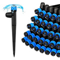 50 Pieces Drip Irrigation Emitters, Adjustable 360 Degree Drip Vortex Emitters on 5" with Stake for 1/4" Drip Irrigation Tubing Irrigation Fan Shape Drippers for Garden Watering System