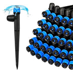 50 Pieces Drip Irrigation Emitters, Adjustable 360 Degree Drip Vortex Emitters on 5" with Stake for 1/4" Drip Irrigation Tubing Irrigation Fan Shape Drippers for Garden Watering System