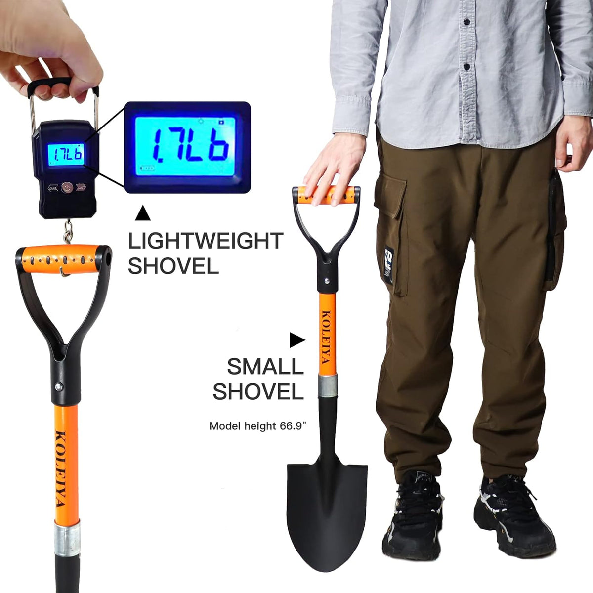 Kids Shovel, Small Shovels for Digging, Overall Length 28 Inches, Mini D Handle Shovel,Gardening Shovels,Matel Beach Shovel,Camping Shovel Matel+Fiberglass