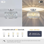 Crystal Chrome Ceiling Light, Modern Semi Flush Mount Ceiling Lighting Fixture, Round Hallway Lighting Fixtures for Entryway Kitchen Bedroom Laundry Room, 1-Light, 11.4 Inch