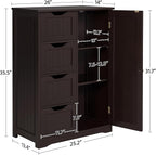 Yaheetech Large Bathroom Floor Cabinet with 4 Drawers and Single Door Cabinet, Freestanding Storage Cabinet for Living Room Kitchen Hallway, Espresso