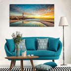 YYYYHPP YP1862 Canvas Prints Wall Art Peggy's Cove Lighthouse Sunset Ocean View Landscape Nature Pictures Stretched Canvas Wooden Framed for Living Room Bedroom and Office Wall Decor