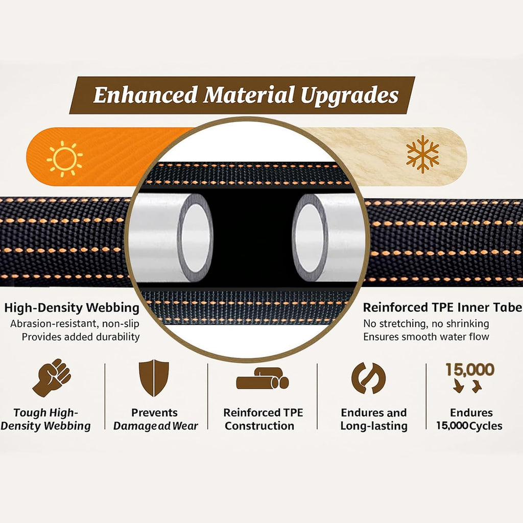 10FT Lightweight Flexible Garden Hose,Non-Slip Handles,Non-kink Hose,Solid Brass Fitting for Boats, RV Water Hose,Marine Washdown,Lawn,Garden,Leakproof TPE Hose (OrangeBlack, 10 FT)