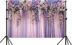 8x6ft Purple Flower Wedding Photography Backdrop Lavender Floral Wedding Bridal Photography Backdrop Anniversary Birthday Baby Shower Girl Party Banner Photo Booth Props Background Wall Decor
